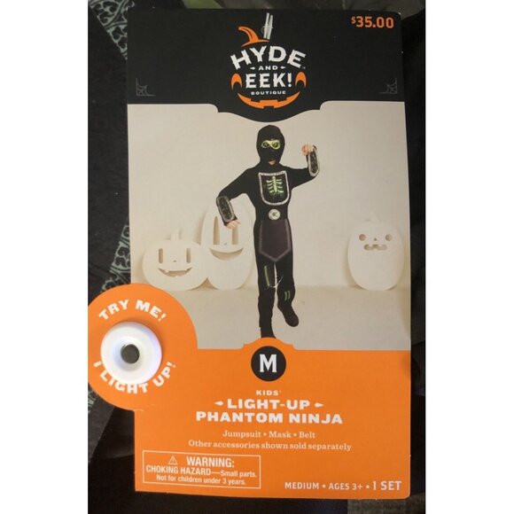 Hyde And Eek Other - Hyde And Eek Childs Costume Size Medium (8-10) Light Up Phantom Ninja Dress Up